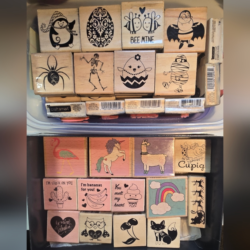 Craftsmart Wooden Stamp Variety Bundle of 32